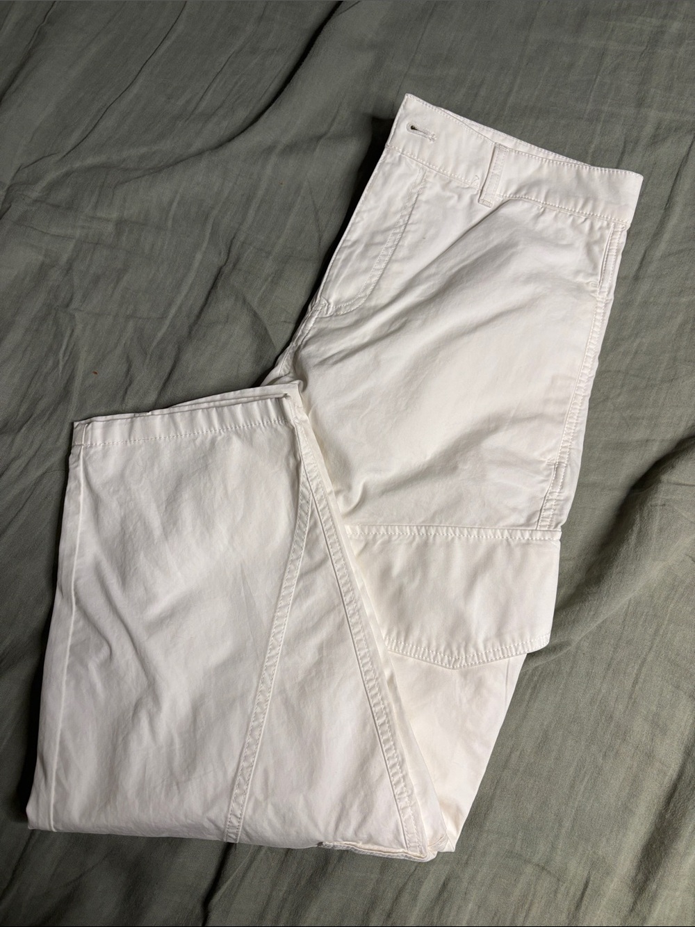 NWT Madewell Off-White Seamed Utility Barrel-Leg Pants